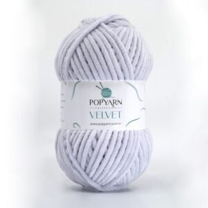 Włóczka Popyarn Velvet B026 – Jasny Szary – 100g Szenilowa Włóczka do Amigurumi, Kocyków i Swetrów