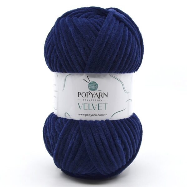 Włóczka Popyarn Velvet B013 – Granatowy – 100g Szenilowa Włóczka do Amigurumi, Kocyków i Swetrów