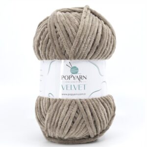 Włóczka Popyarn Velvet B017 – Ciemny Beżowy – 100g Szenilowa Włóczka do Amigurumi, Kocyków i Swetrów