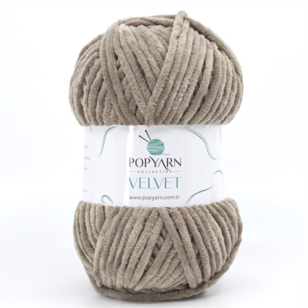 Włóczka Popyarn Velvet B017 – Ciemny Beżowy – 100g Szenilowa Włóczka do Amigurumi, Kocyków i Swetrów