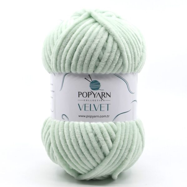 Włóczka Popyarn Velvet B022 – Miętowy – 100g Szenilowa Włóczka do Amigurumi, Kocyków i Swetrów