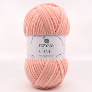 Włóczka Popyarn Velvet B021 – Brzoskwiniowy – 100g Szenilowa Włóczka do Amigurumi, Kocyków i Swetrów