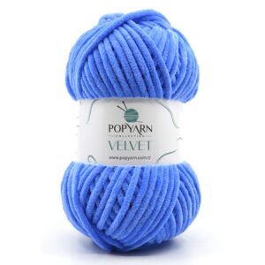 Włóczka Popyarn Velvet B028 – Niebieski – 100g Szenilowa Włóczka do Amigurumi, Kocyków i Swetrów