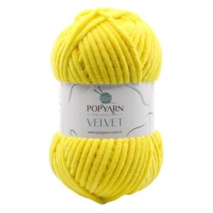 Włóczka Popyarn Velvet B012 – Słoneczny Żółty – 100g Szenilowa Włóczka do Amigurumi, Kocyków i Swetrów