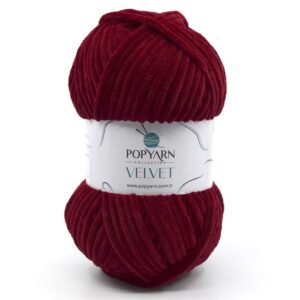 Włóczka Popyarn Velvet B08 – Bordowy – 100g Szenilowa Włóczka do Amigurumi, Kocyków i Swetrów