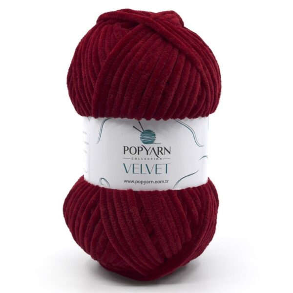 Włóczka Popyarn Velvet B08 – Bordowy – 100g Szenilowa Włóczka do Amigurumi, Kocyków i Swetrów
