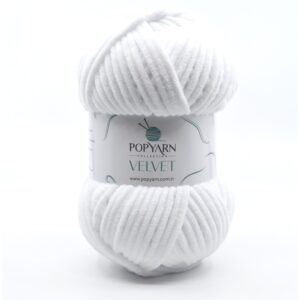 Włóczka Popyarn Velvet B001 – Biały – 100g Szenilowa Włóczka do Amigurumi, Kocyków i Swetrów