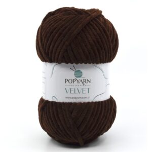 Włóczka Popyarn Velvet B011 – Czekoladowy Brąz – 100g Szenilowa Włóczka do Amigurumi, Kocyków i Swetrów