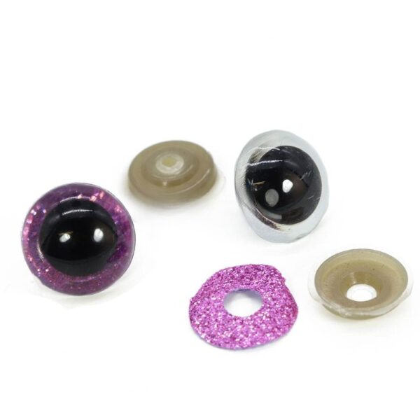 Oczy Bezpieczne do Maskotek – Brokatowe Fioletowe – 20 mm – 1 Para