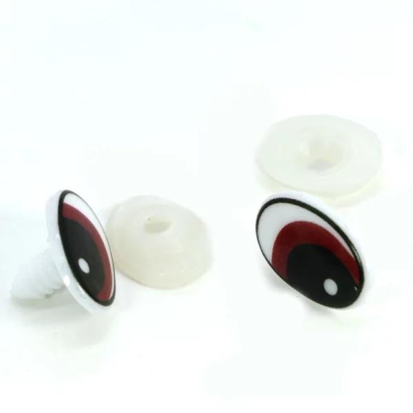 Oczy Bajkowe Brązowe do Maskotek – Plastikowe z Zatyczką – 14×22 mm – Bezpieczne Oczka