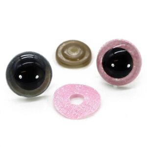 Oczy Bezpieczne do Maskotek – Brokatowe Jasno Różowe – 20 mm – 1 Para